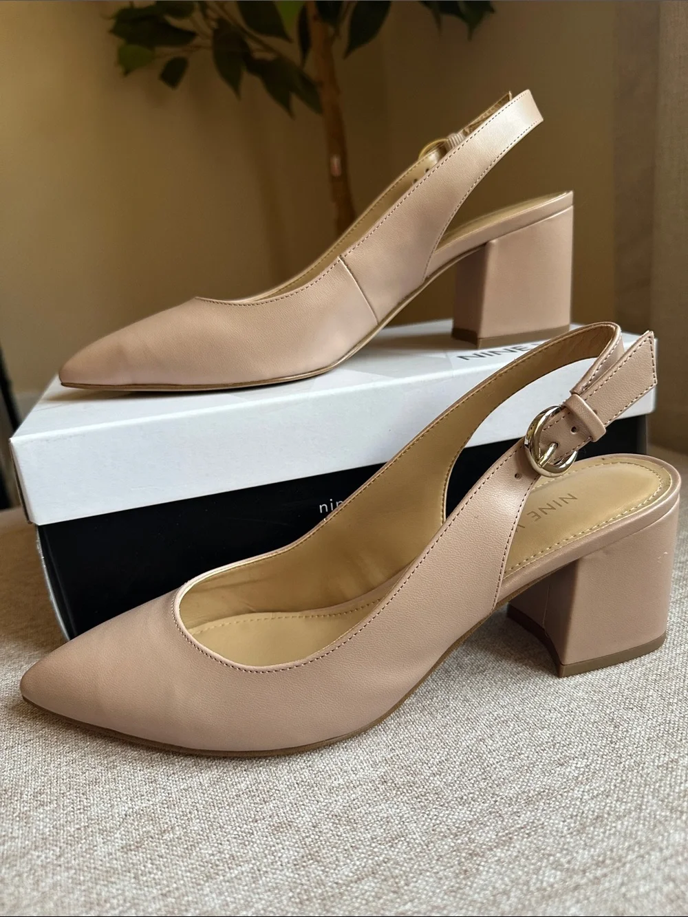 Nine West Women's Beige Pointed Slingback Flats